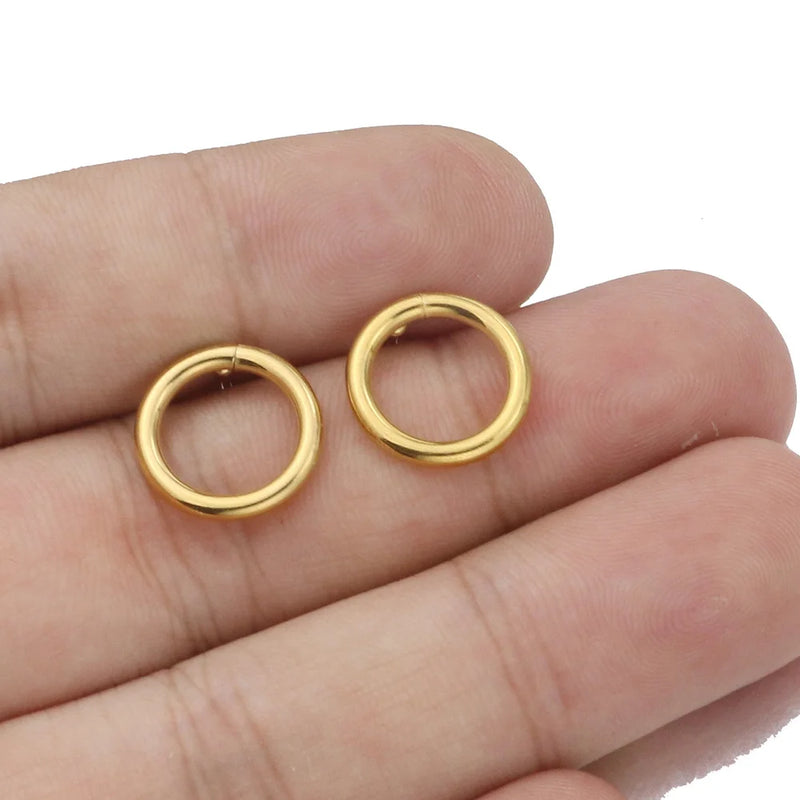 10pcs/lot NEW DIY Earrings Findings Stainless Steel 14mm Round Post Connector with Gold Plated Jewelry Making Findings