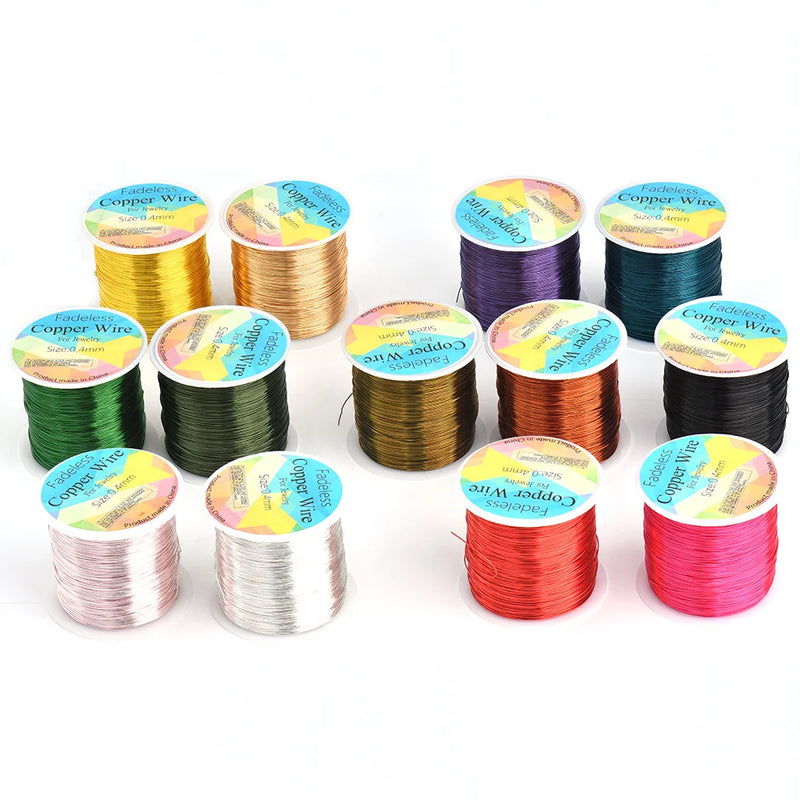 28 26 24Gauge Beading Floral Colored Jewelry Making Copper Craft Wire Soft DIY Metal Craft Art Wire 62-100Meters