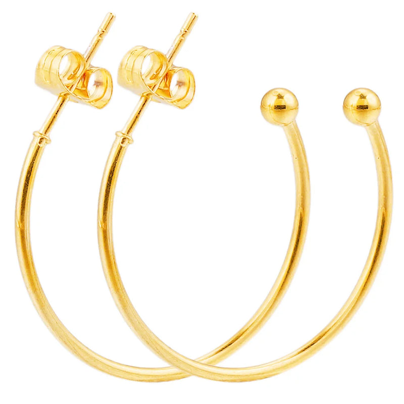 10pcs 18K Gold Plated Stainless Steel 1520/25mm Earring Posts with Loop C Shape Ear Studs Earrings DIY Jewelry Making Supplies